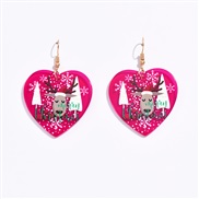 ( rose Red)occidental style trend personality geometry transparent christmas earrings woman ins Acrylic print earring