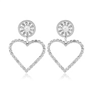 ( Silver)fashion all-Purpose Alloy diamond Rhinestone heart-shaped earring earrings woman occidental style Earring