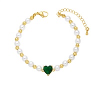 ( green)occidental style personality flash diamond color zircon love bracelet womanins all-Purpose temperament Pearl