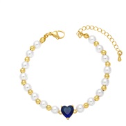 ( blue)occidental style personality flash diamond color zircon love bracelet womanins all-Purpose temperament Pearlb