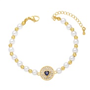 ( Dark blue)Pearl bracelet womanins brief samll fully-jewelled zircon love braceletbrj