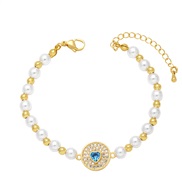 ( light blue )Pearl bracelet womanins brief samll fully-jewelled zircon love braceletbrj