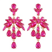 ( rose Red)E occidental style wind exaggerating geometry colorful diamond personality earring  palace wind long style e