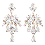 (AB Color diamond )E occidental style wind exaggerating geometry colorful diamond personality earring  palace wind long