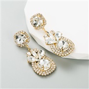 ( white) fashion trend geometry earringins wind Alloy embed color Rhinestone personality exaggerating earrings