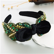 ( green) fashion diamond color luxurious bow Headband width Rivet Headband