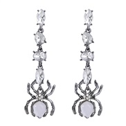 ( Gun black)ins wind retro occidental style exaggerating Alloy diamond long style spider earrings woman animal Earring