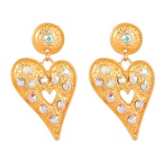 (AB color)fashion retro multilayer Round heart-shaped Alloy diamond earring geometry earrings woman occidental style ex