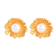 ( white)fashion retro temperament Alloy embed resin flowers earrings woman occidental style flowers ear stud