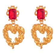 ( red)fashion retro temperament multilayer Alloy diamond heart-shaped earring occidental style earrings woman trend Ear