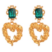 ( green)fashion retro temperament multilayer Alloy diamond heart-shaped earring occidental style earrings woman trend E
