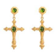 ( green)fashion retro Alloy embed resin cross earrings lady occidental style Bohemia earringearrings