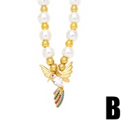 (B)occidental style  Pearl chain necklace samll personality fashion pendant clavicle chainnkb