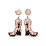 ( white)High-heeled shoes earrings personality Alloy beads earring occidental style Word Earring