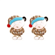 ( blue) Alloy diamond cartoon samll earrings christmas day ornament enamel animal earring