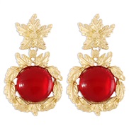 (gold +red )palace wind elegant beauty flowers earring  fashion color retro samll Metal geometry earrings