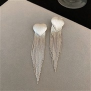 ( Silver  heart shaped  Tassels)silver tassel earring occidental style exaggerating wind high earrings samll creative t