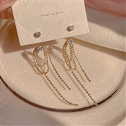 (EH5531gold ~ Silver needle) earrings long style high tassel ear stud fashion personality zircon Earring woman elegant