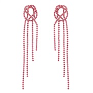 ( rose Red)earrings occidental style exaggerating fashion brief Alloy diamond Rhinestone long style tassel earrings wom