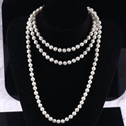 (8mm  white) occidental style imitate Pearl chain long style multilayer Pearl sweater chain necklace beads chain woman
