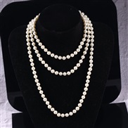 (8mm Rice white ) occidental style imitate Pearl chain long style multilayer Pearl sweater chain necklace beads chain w