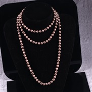 (8mm  champagne) occidental style imitate Pearl chain long style multilayer Pearl sweater chain necklace beads chain wo