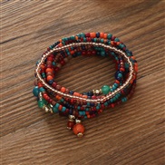 (BZ1772hongse) occidental style Bohemia turquoise pendant color Irregular beads woman bracelet set