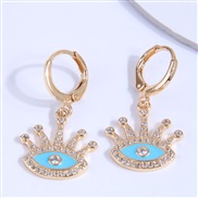 ( blue ) high quality  fashion bronze embed Zirconium eyes personality earring buckle