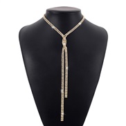( Gold)occidental style  Double row diamond temperament elegant chain twining tassel claw chain necklace woman