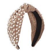 ( light brown)F occidental style creative personality leather Pearl Headband  pure color style retro Headband