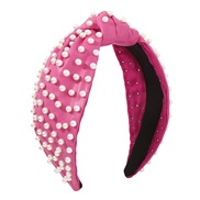 ( Pink)F occidental style creative personality leather Pearl Headband  pure color style retro Headband