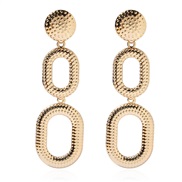 ( Gold) retro geometry Round exaggerating earrings   occidental style fashion personality earring Earring  woman  F