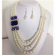 ( blue)multilayer Pearl crystal necklace set  exaggerating Africa diamond necklace set