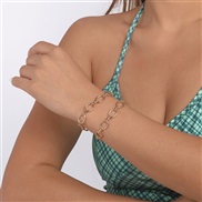 ( Gold) samll briefO Word chain splice  Metal lovers geometry bracelet set