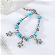 ( blue Bracelet) occidental style natural crystal gravel elasticity bracelet  pendant Colorful gravel bracelet woman