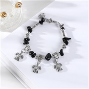 ( black Bracelet) occidental style natural crystal gravel elasticity bracelet  pendant Colorful gravel bracelet woman