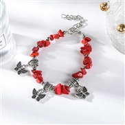 ( redbutterfly  Bracelet)occidental style natural gravel butterfly bracelet multicolor Irregular gravel crystal elastic