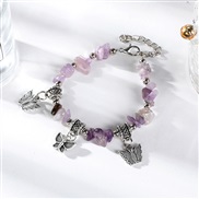 (butterfly  Bracelet)occidental style natural gravel butterfly bracelet multicolor Irregular gravel crystal elasticity 