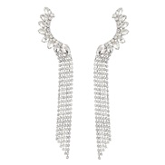 ( Silver)earrings super claw chain Alloy diamond long style tassel earrings woman occidental style banquet Earring