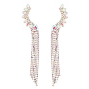 (AB color)earrings super claw chain Alloy diamond long style tassel earrings woman occidental style banquet Earring