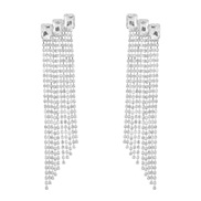 ( Silver)earrings super claw chain occidental style exaggerating multilayer square glass diamond diamond long style tas