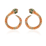 ( orange)Korean style fashion gilded earrings  brief geometry snake earrings F