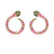 ( rose Red)Korean style fashion gilded earrings  brief geometry snake earrings F