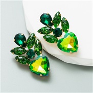 ( green) occidental styleins Alloy exaggerating embed glass diamond high heart-shaped earrings super Earring