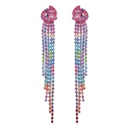 (color ) rainbow color gradual change tassel earrings long style claw chain earring Rhinestone Earring