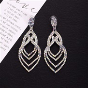 (AB color)Japan and Korea wind personality fashion luxurious fully-jewelled earrings long style multilayer drop earring