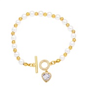 ( white)Pearl bracelet woman occidental styleins fashion zircon love samll all-PurposeO buckle bracelet womanbrj
