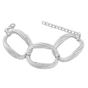 ( Silver) multilayer Stripe Round Alloy bracelet woman occidental style retroracelet