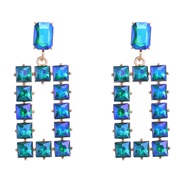( blue)occidental style hollow square Alloy diamond Acrylic geometry earrings woman brief super earringearrings