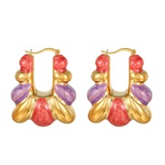 ( red)occidental style atmospheric fashion multicolor three-dimensional earrings
